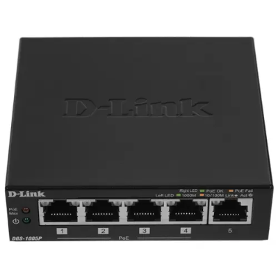 D-Link DGS-1005P/B3A Неуправляемый коммутатор 1