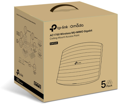 TP-Link EAP245 (5-pack) AC1750 Wave 2 Гигабитные двухдиапазонные потолочные точки доступа Wi-Fi 3
