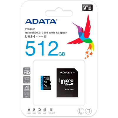 ADATA 512GB Premier microSDXC Карта памяти AUSDX512GUICL10A1-RA1 2