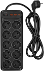 PowerCom SP-10 USB2A1CB 1.8M Сетевой фильтр-удлинитель