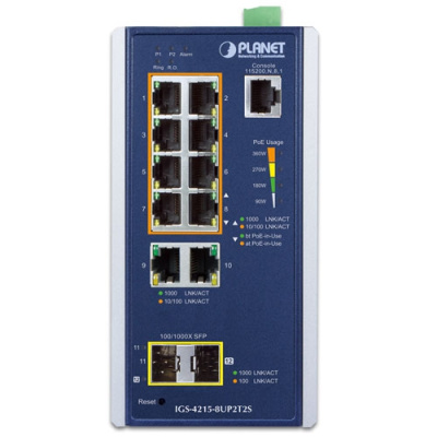 PLANET IGS-4215-8UP2T2S Промышленный управляемый коммутатор 1