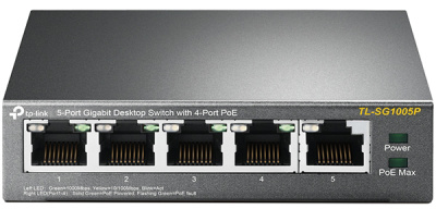 TP-Link TL-SG1005P 5-портовый гигабитный настольный коммутатор с 4 портами PoE+