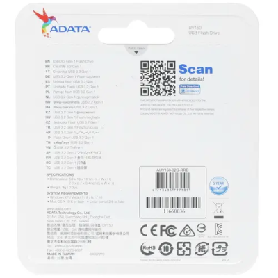 ADATA UV150 32GB Флэш-накопитель AUV150-32G-RRD 2