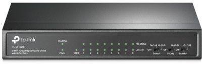 TP-Link TL-SF1009P 9-портовый настольный 10/100 Мбит/с коммутатор с 8 портами PoE+