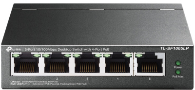TP-Link TL-SF1005LP 5-портовый 10/100 Мбит/с настольный коммутатор с 4 портами PoE