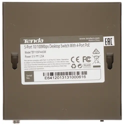 Tenda TEF1105P-4-63W Коммутатор 4