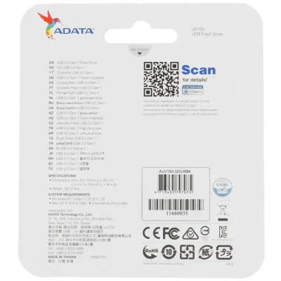 ADATA DashDrive UV150 32GB Флэш-накопитель AUV150-32G-RBK 2
