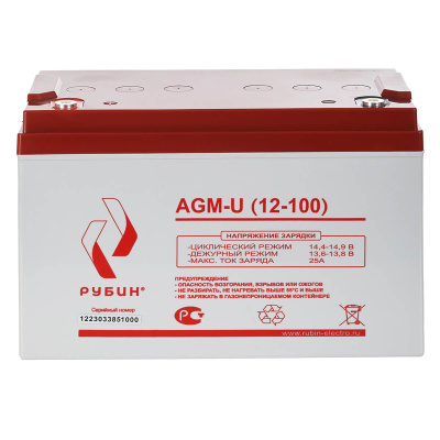 Рубин AGM-U (12-100) Аккумуляторная батарея РЭ-АКБ12100 1