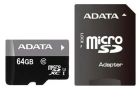 ADATA Micro SecureDigital 64Gb Карта памяти AUSDX64GUICL10-RA1