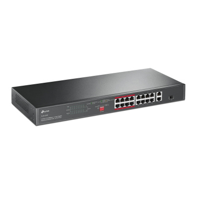 TP-Link TL-SL1218P 18-портовый коммутатор с 16 PoE+ портами 10/100 Мбит/с и 2 гигабитными портами 1