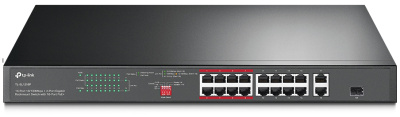 TP-Link TL-SL1218P 18-портовый коммутатор с 16 PoE+ портами 10/100 Мбит/с и 2 гигабитными портами