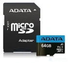 ADATA Micro SecureDigital 64Gb Карта памяти AUSDX64GUICL10A1-RA1