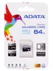 ADATA Micro SecureDigital 64Gb Карта памяти AUSDX64GUICL10A1-RA1 2