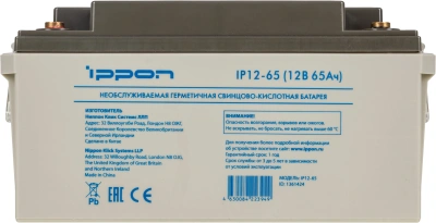 Ippon IP12-65 12V/65AH 1361424 Батарея 1