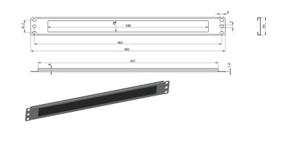 Hyperline BPB19-1U-RAL9004 Панель 1