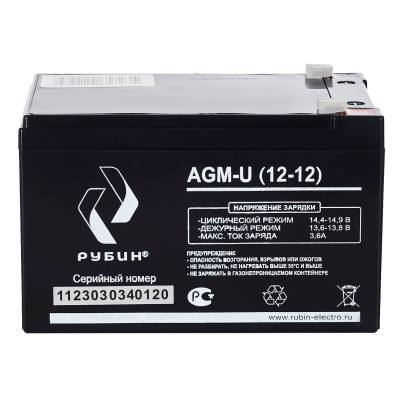 Рубин AGM-U (12-12) Аккумуляторная батарея РЭ-АКБ1212 6
