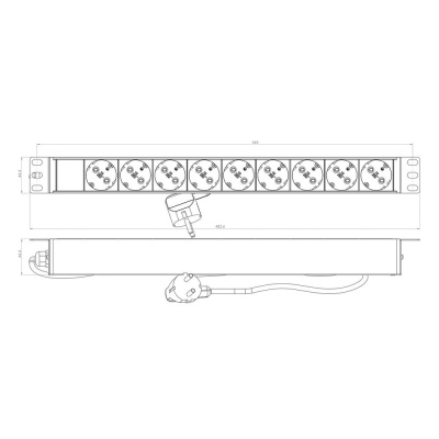 Hyperline SHE19-9SH-2.5EU Блок розеток 2