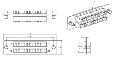 Hyperline FO-FPM-W120H32-24LC-BL Панель 1
